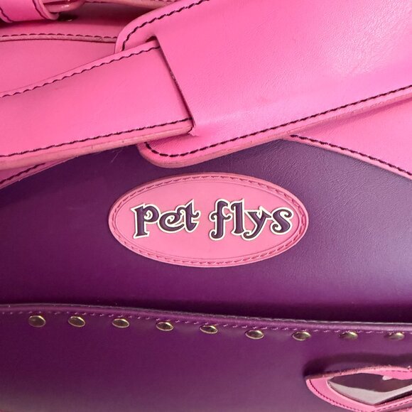 Pet Flys Airline Approved Pet Carrier - Pink/Purple Koi Fish Tattoo Print - Y2K - Picture 9 of 15